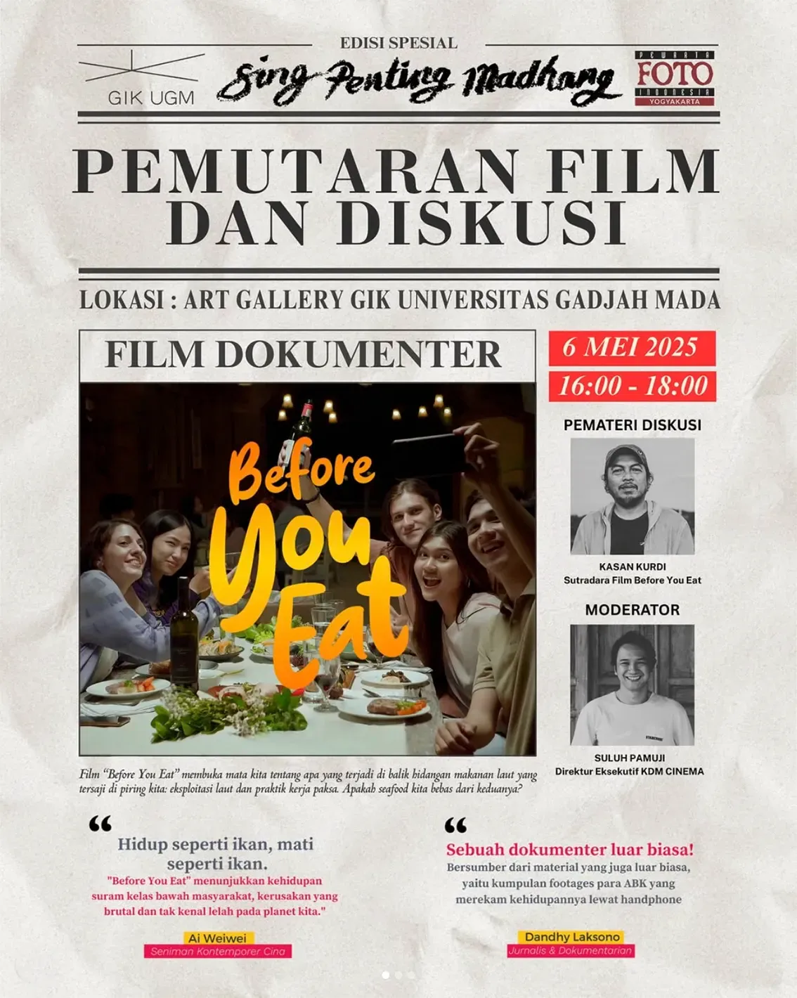 Poster pemutaran film Before You Eat